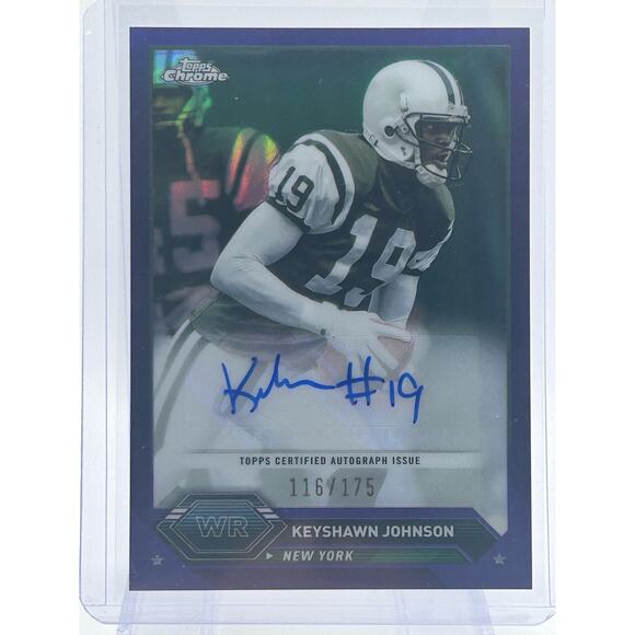 2023 Topps Chrome Composite Keyshawn Johnson Purple Refractor Auto /175 Jets - Picture 1 of 2